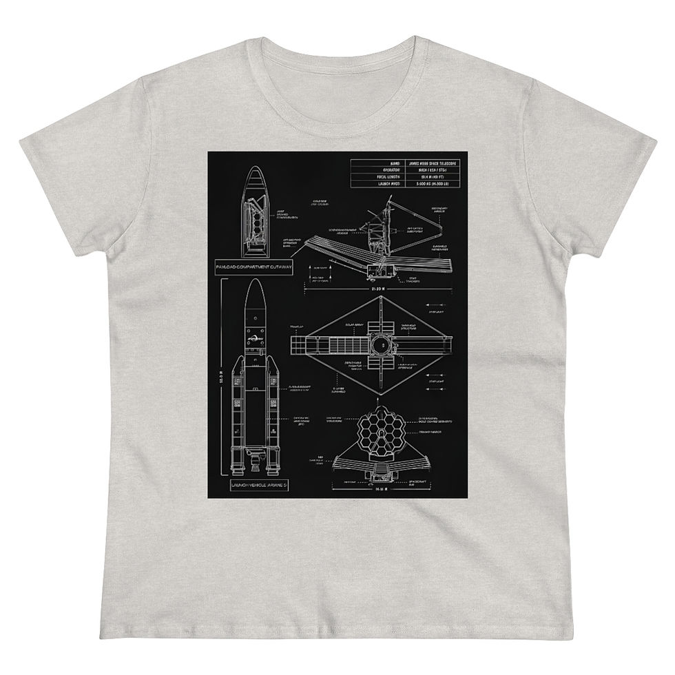 Miniature : Women's James Webb Space Telescope Blueprint Cotton T-Shirt