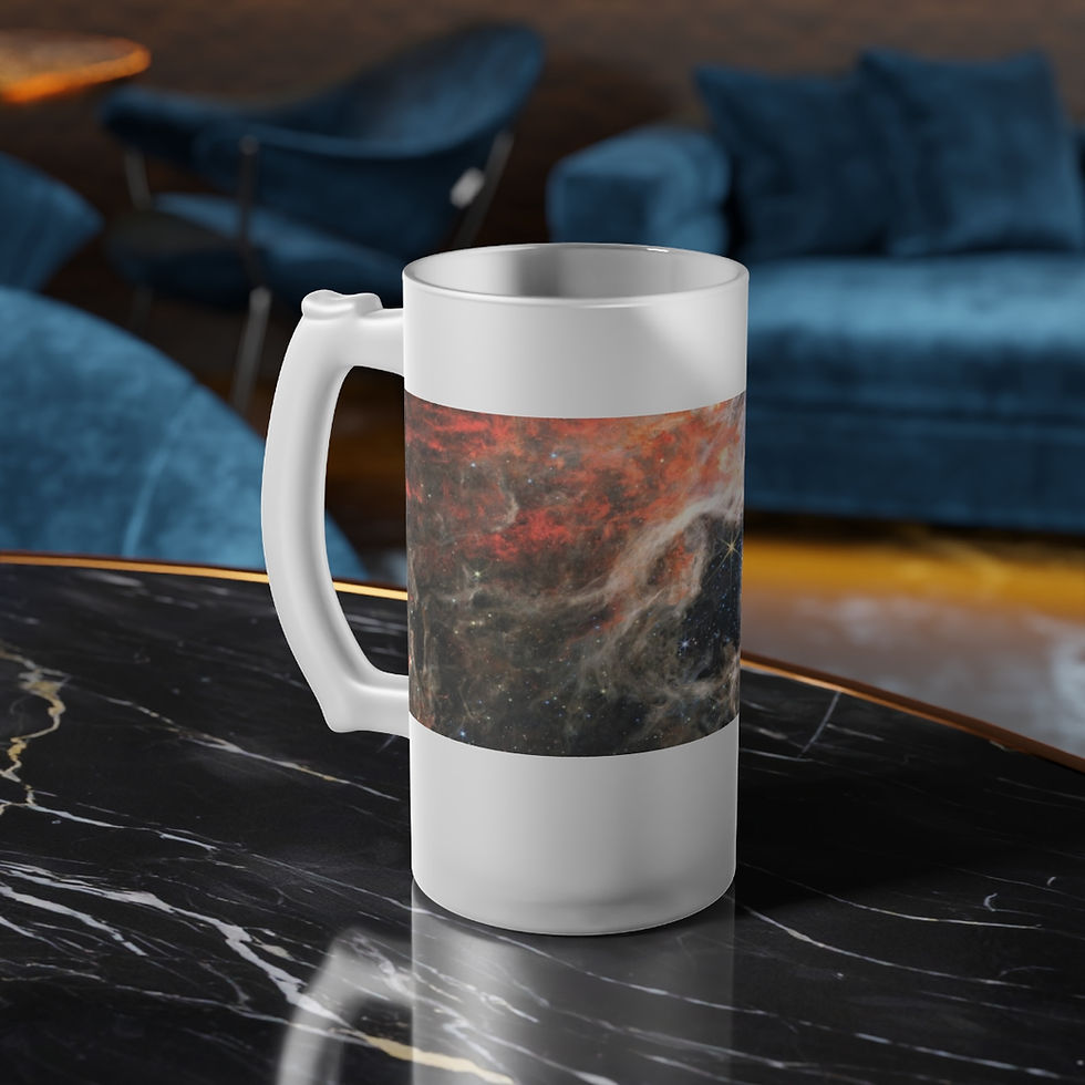 Miniature : James Webb Space Telescope Tarantula Nebula Frosted Glass Beer Mug, 16oz