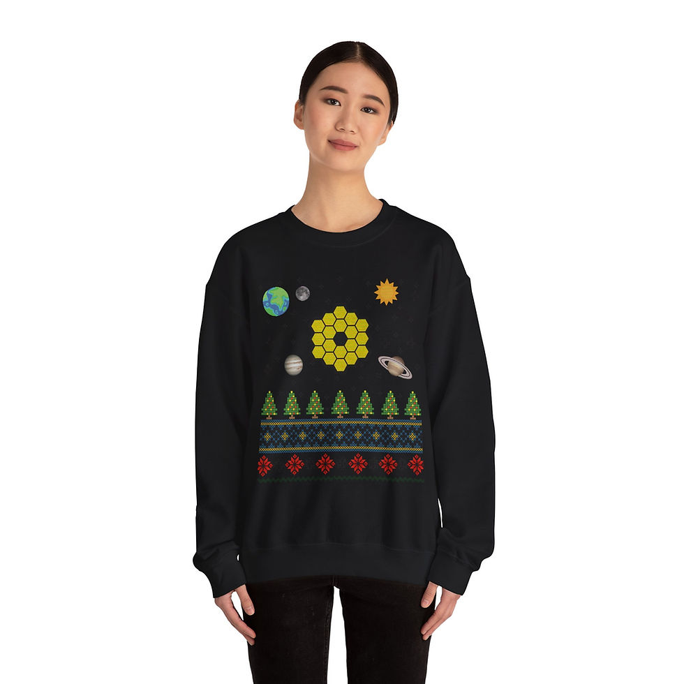 Thumbnail: JWST Ugly Christmas Sweater - James Webb Space Telescope Crewneck Sweatshirt