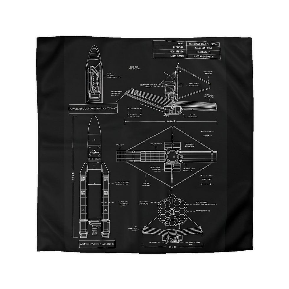 Miniature : James Webb Space Telescope Nasa Blueprint Microfiber Duvet Cover