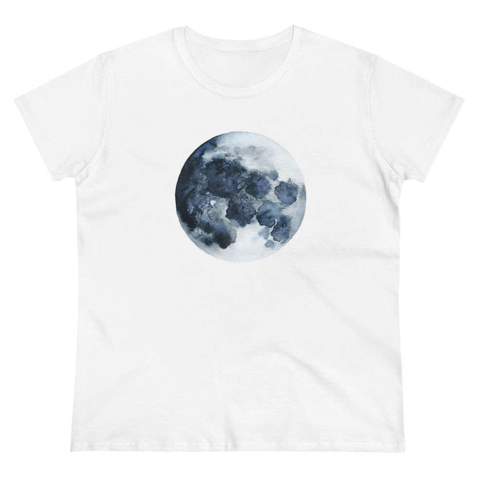 Thumbnail: Women's Watercolor Moon Cotton T-Shirt