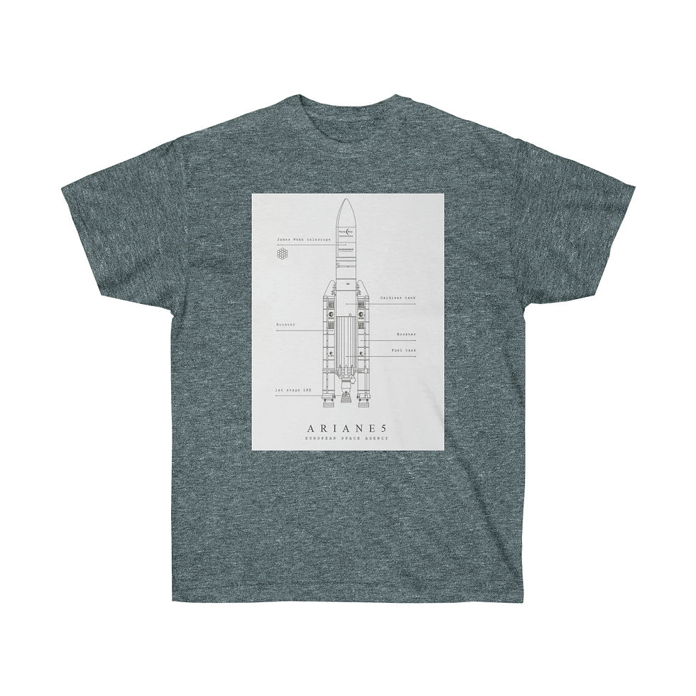 Thumbnail: Men's James Webb Space Telescope T-Shirt Ultra Tee - Ariane 5 Rocket