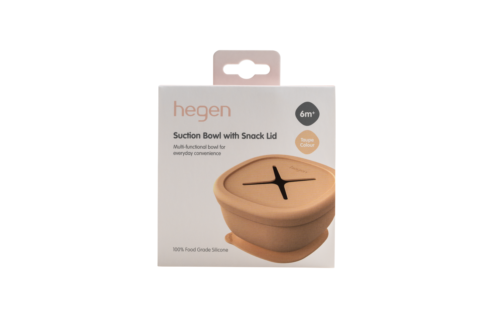 Hegen Suction Bowl with Snack Lid Silicone Taupe