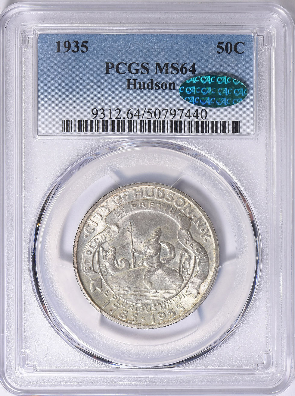Thumbnail: 1935 Hudson Silver Half Dollar Commemorative - PCGS MS-64 CAC