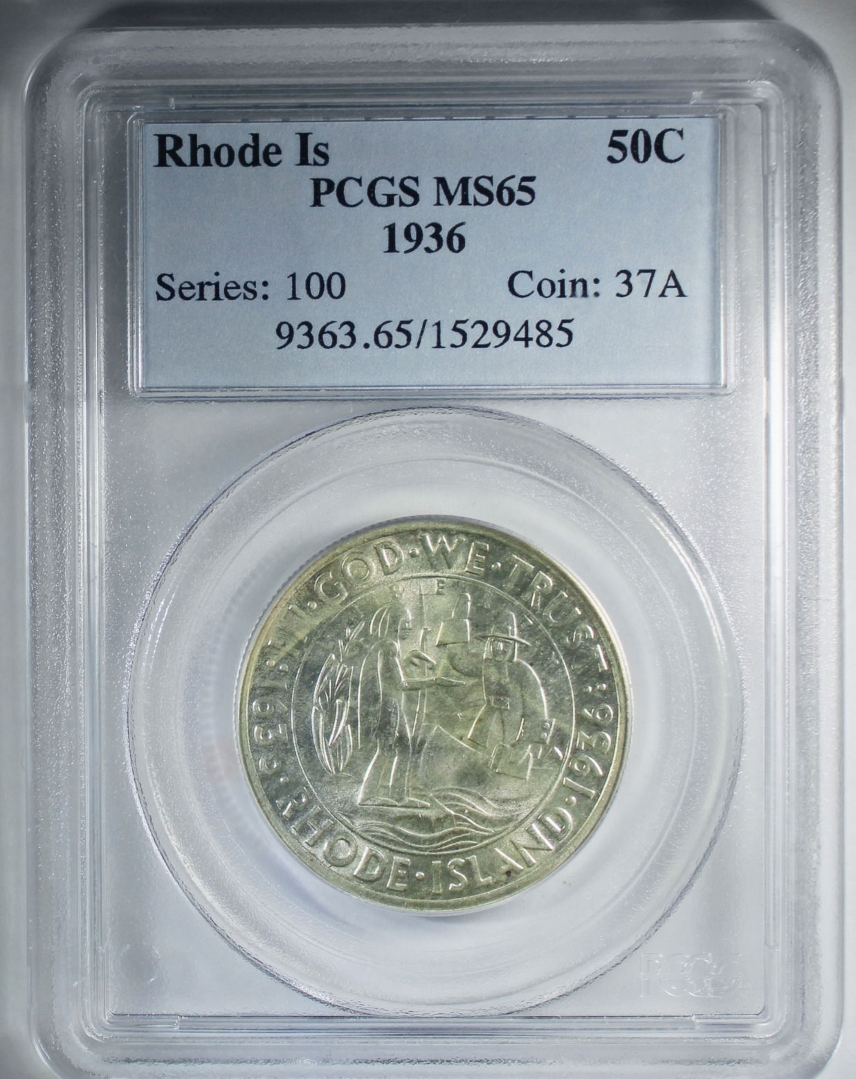 1936 Rhode Island Commemorative Half Dollar PCGS MS-65 - Gem