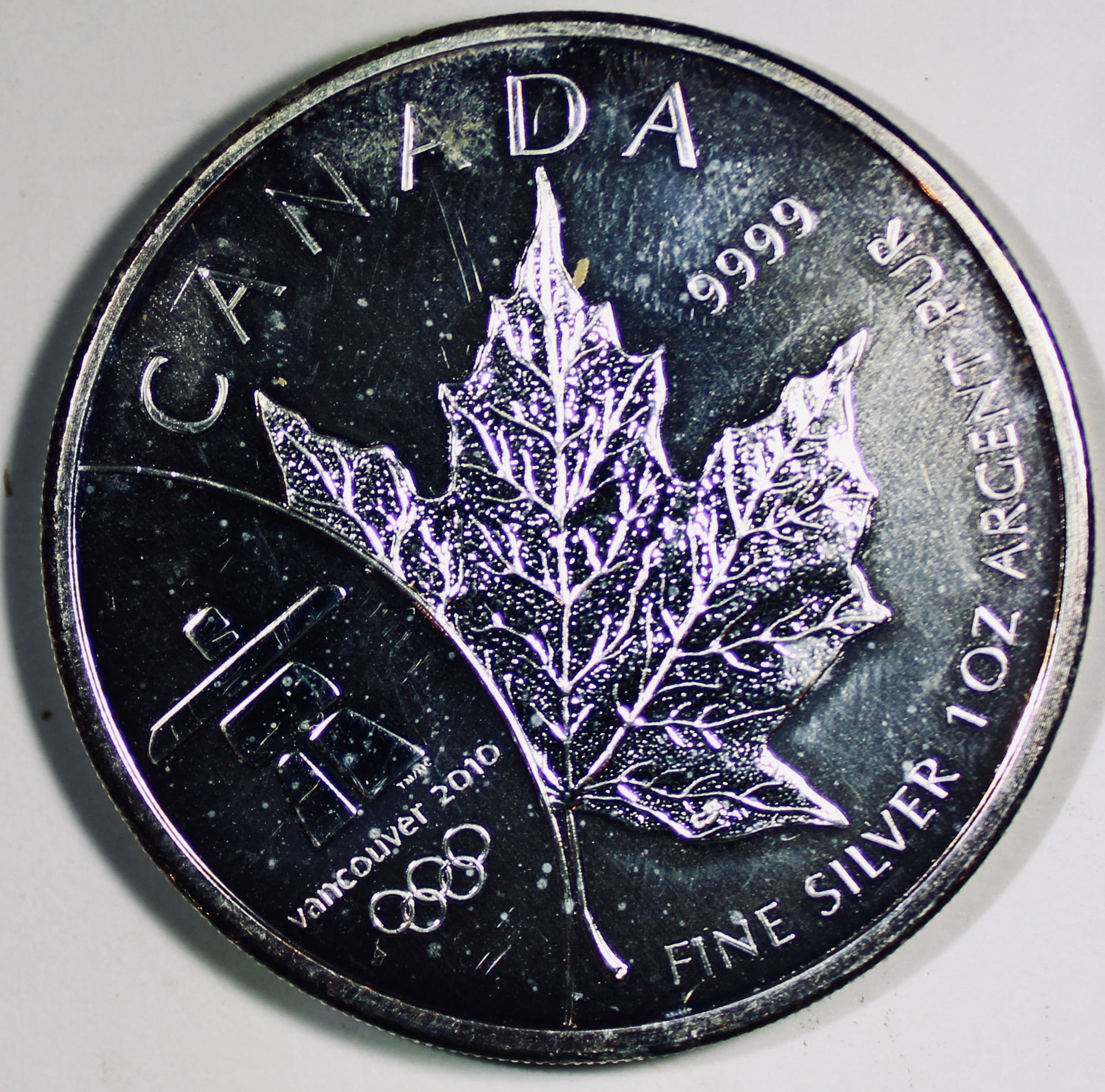 2008 Canada $5 Coin- 2010 Vancouver Olympics - 1 oz .999 Silver