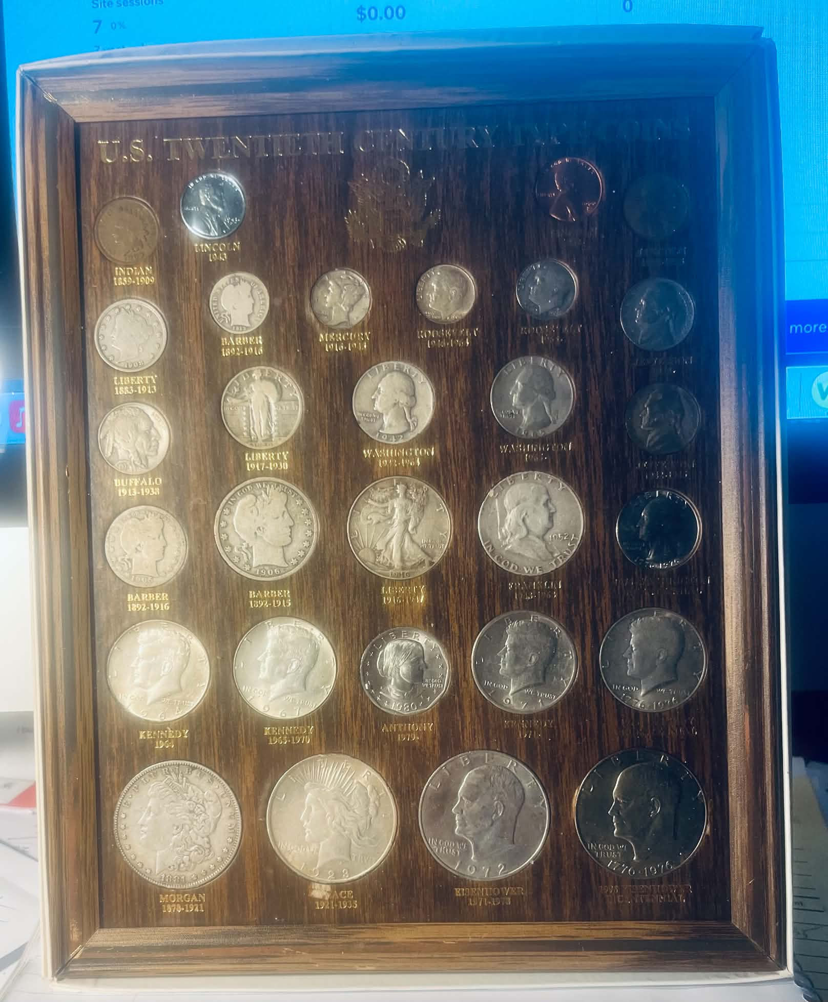 20th Century Type Set in Frame - 29 Coins - $227 Melt Plus Numismatic Value