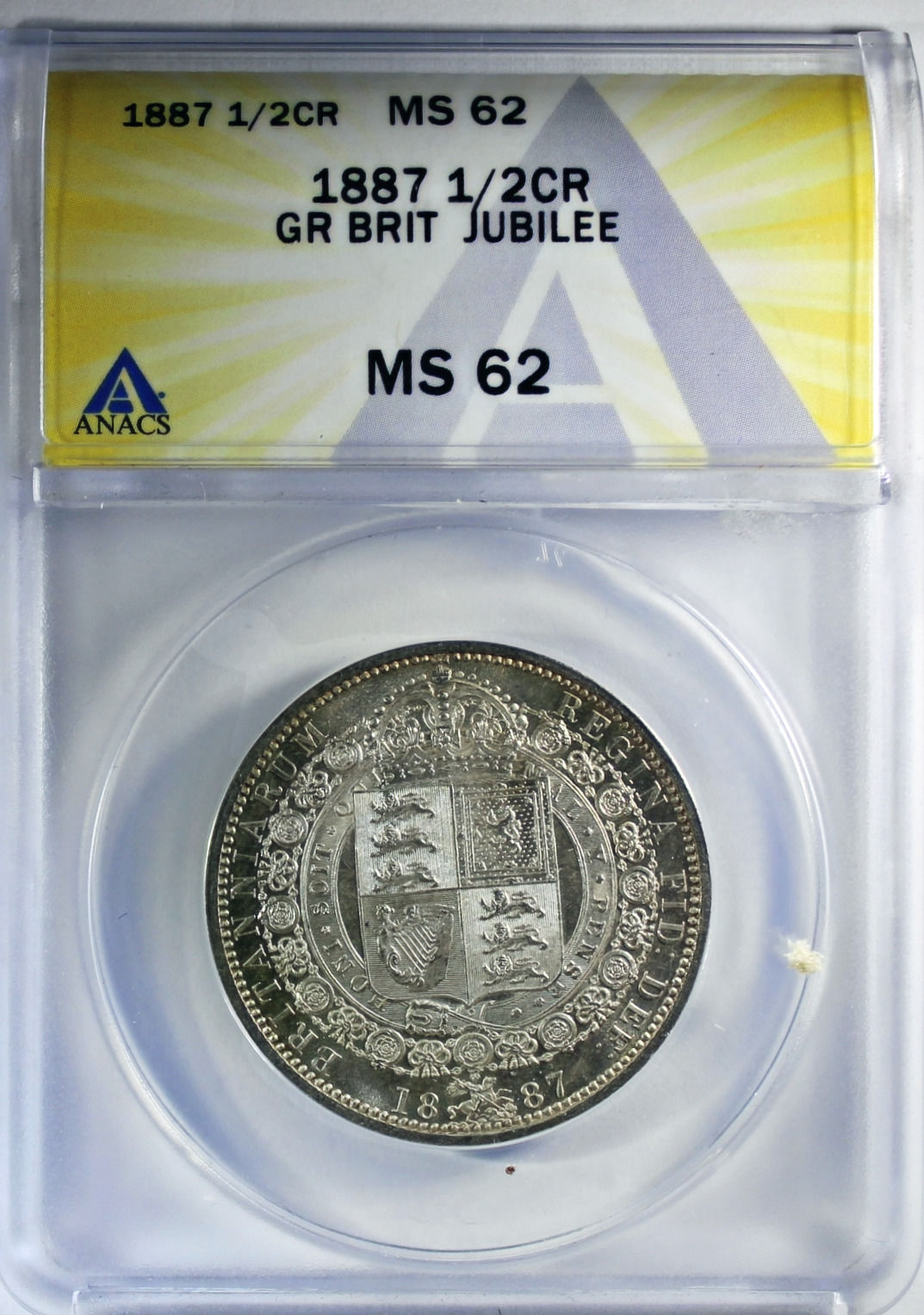 1887 Great Britain Victoria Jubilee Silver Half Crown - ANACS MS-62