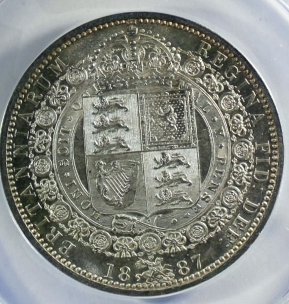 Thumbnail: 1887 Great Britain Victoria Jubilee Silver Half Crown - ANACS MS-62