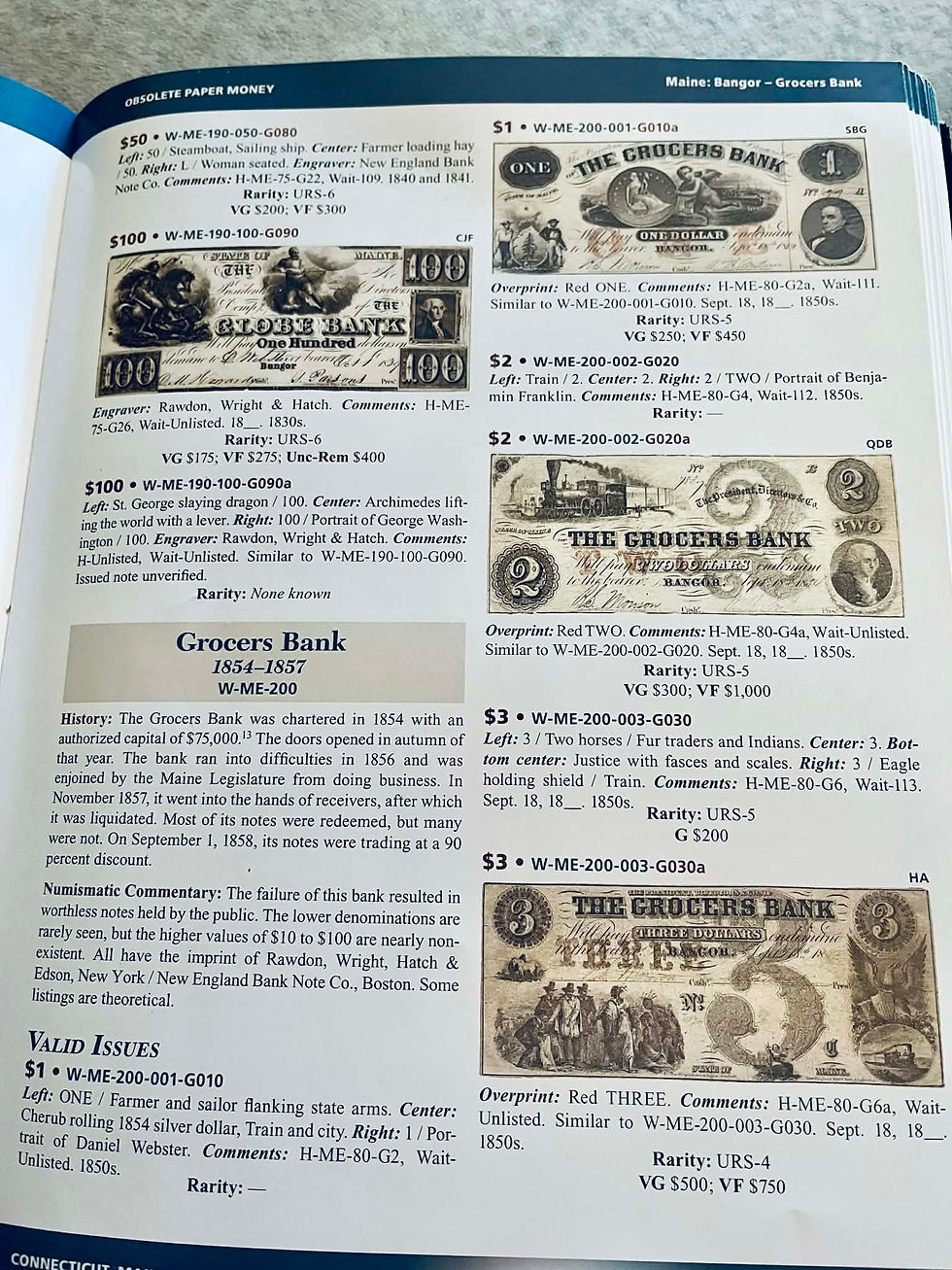 Thumbnail: 1854  Bangor, Maine -Grocers Bank  $1 Note - Rare, Valid, Ungraded F