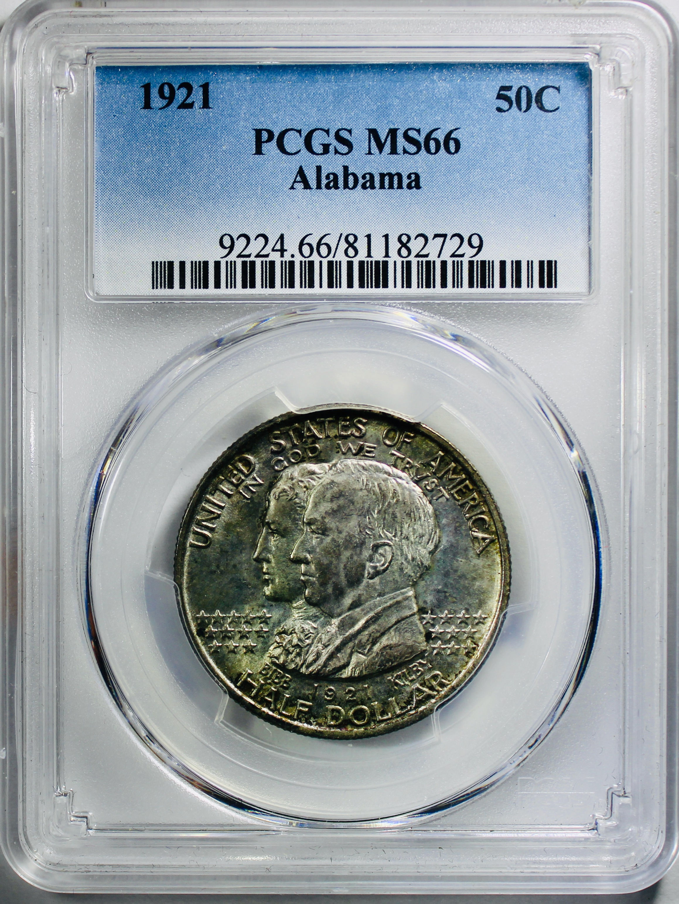 1921 Alabama Silver Commemorative Half Dollar - PCGS MS-66 - Mint State 66