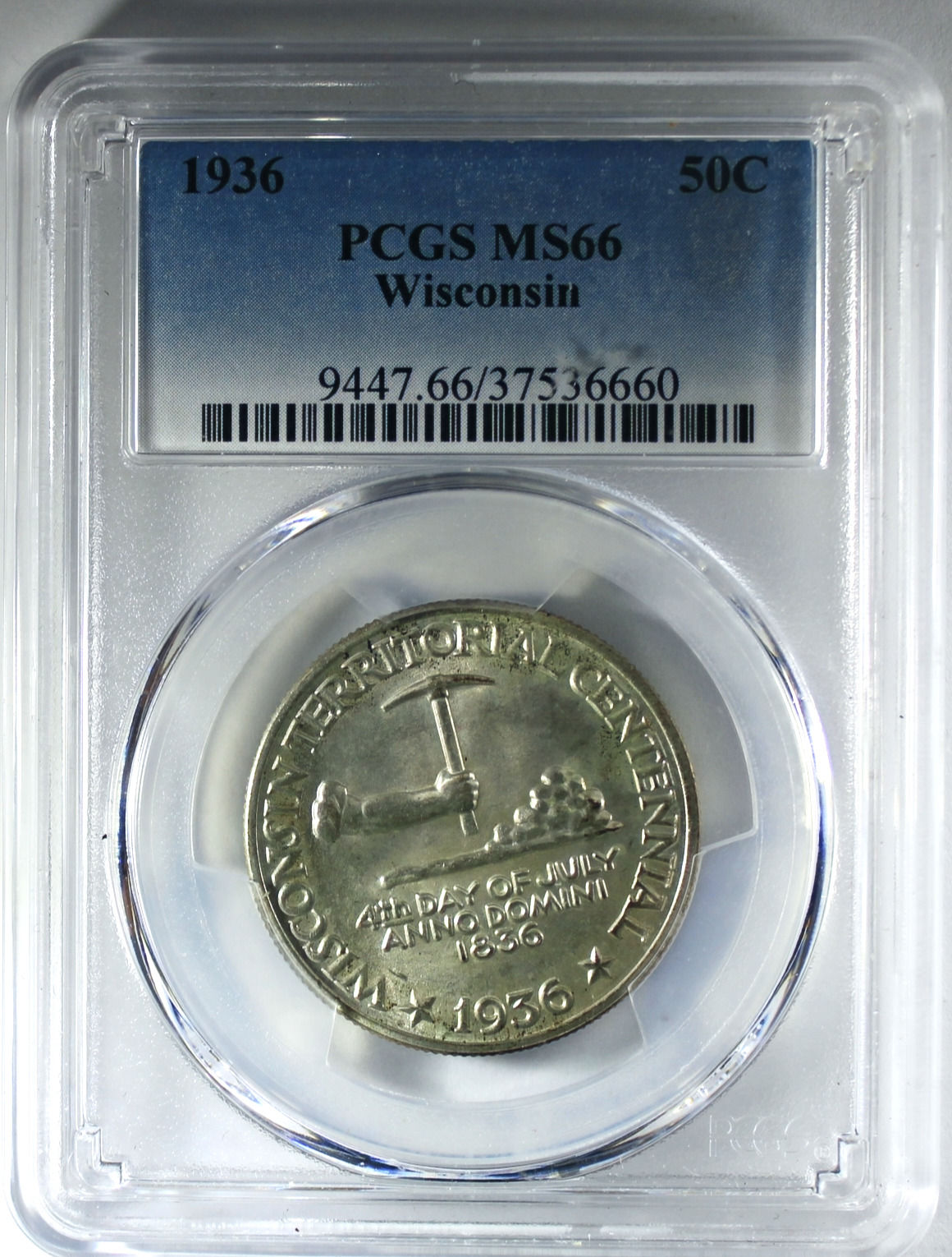 1936 Wisconsin Silver Commemorative Half Dollar - PCGS MS-66 - Mint State 66