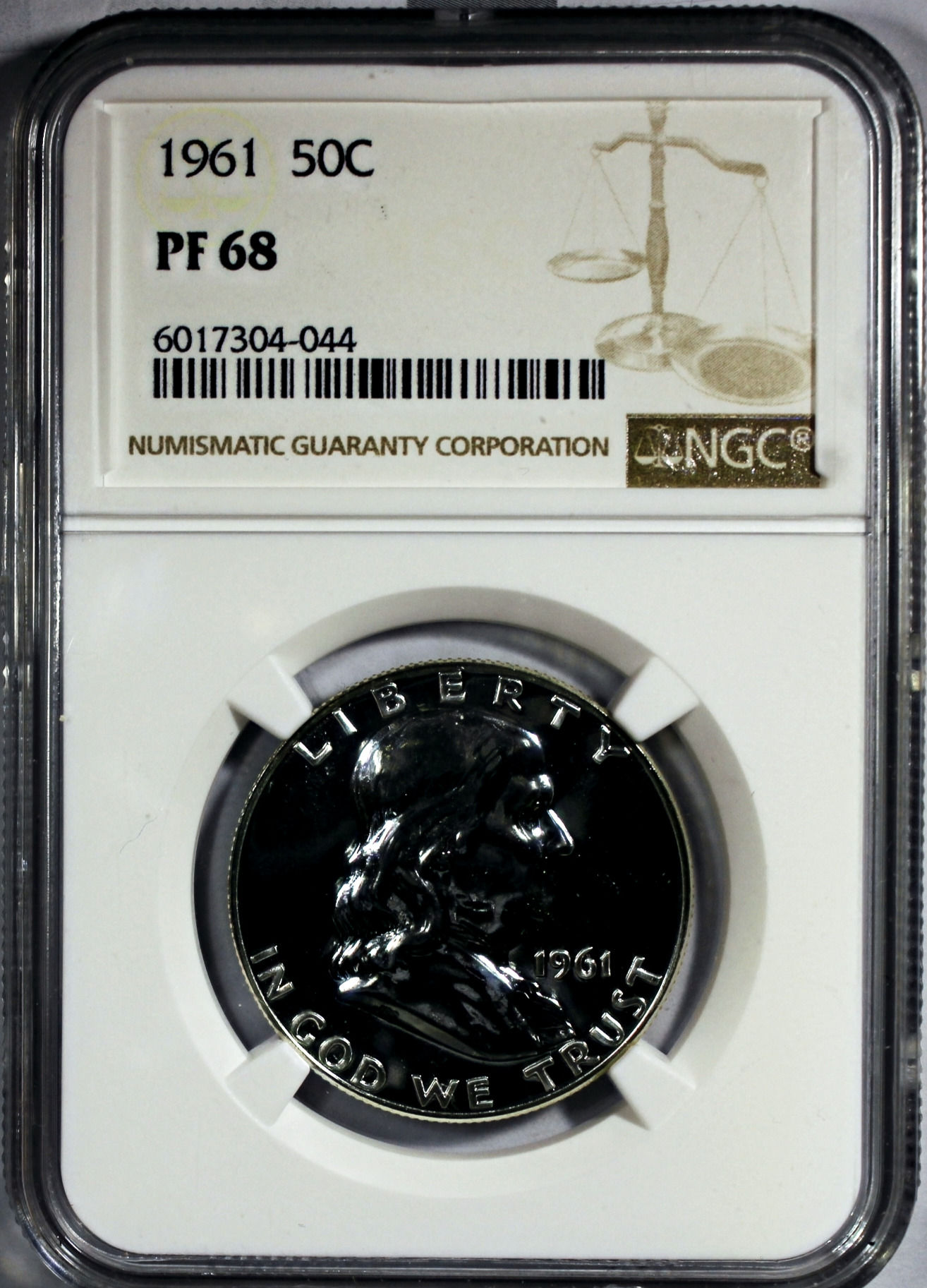 1961 Franklin Half Dollar - NGC PF-68 -  Proof 68