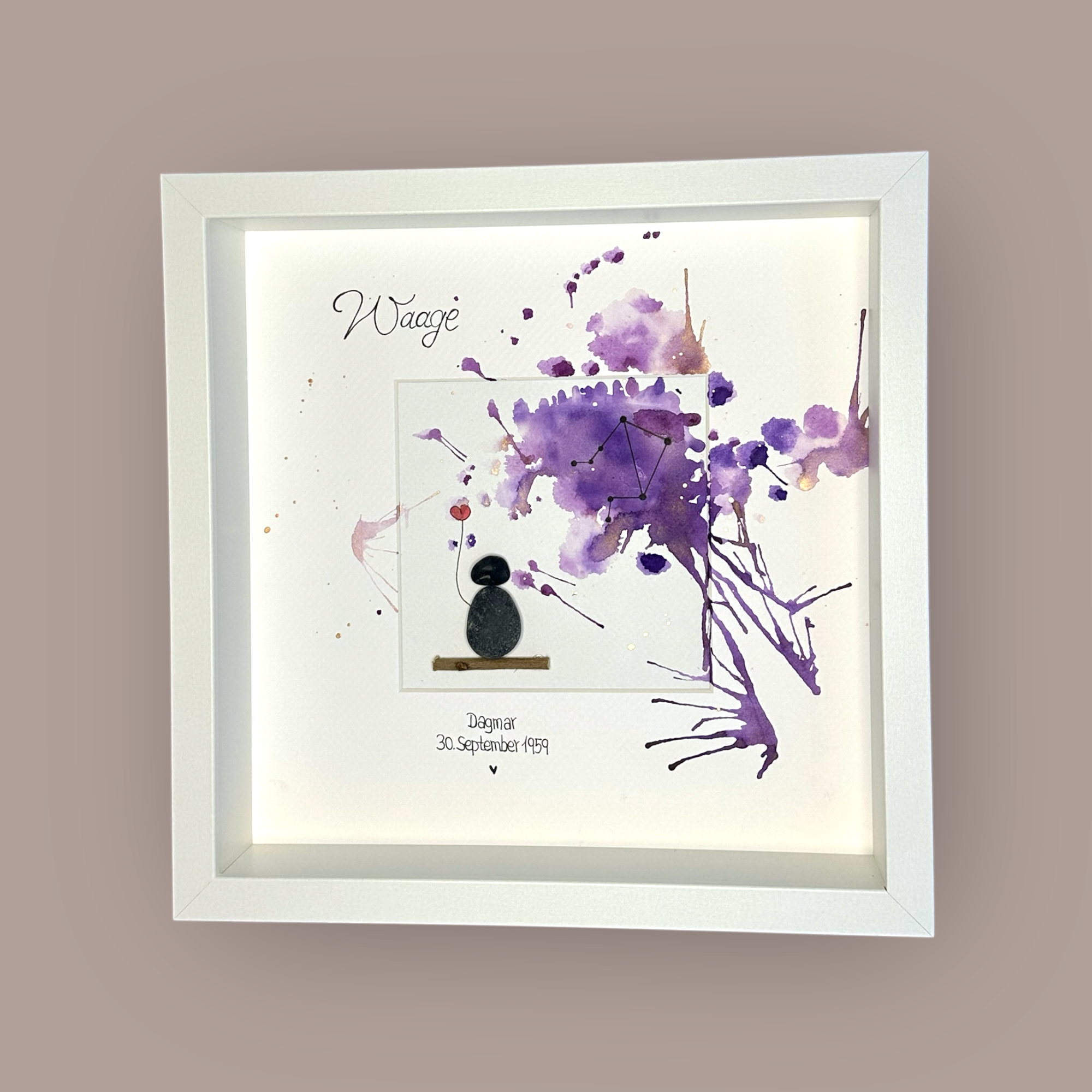 Steinbild ♥ Sternzeichen ♥ Waage ♥ personalisiert ♥ Wunschfarben