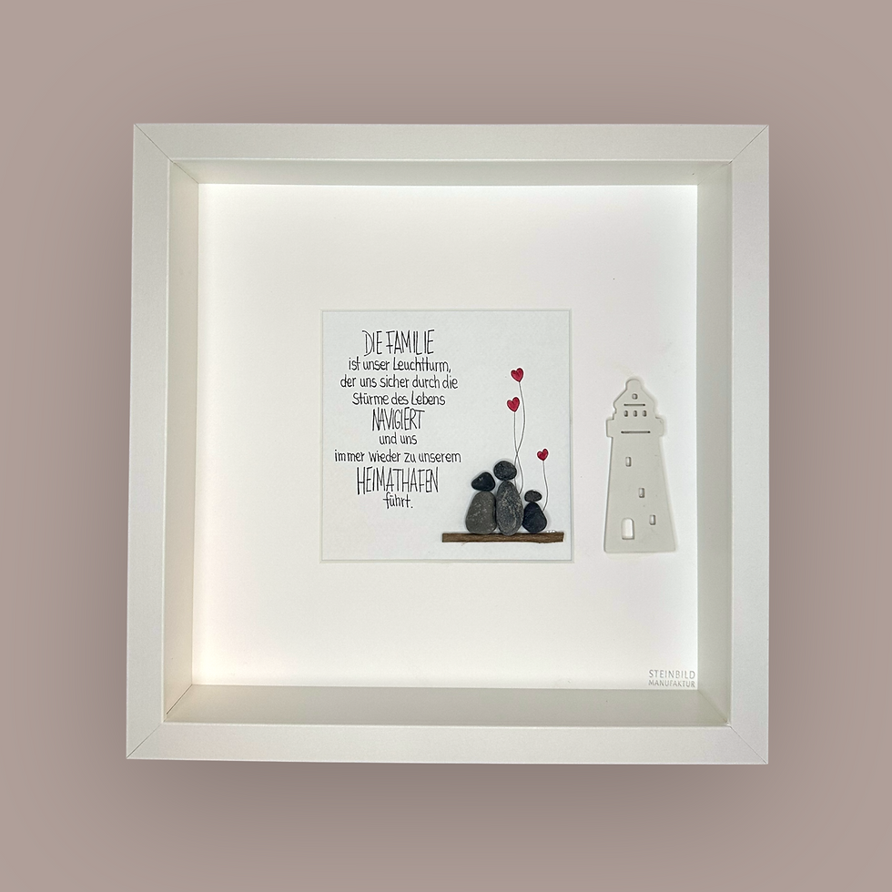 Miniaturbild: Steinbild ♥ Die Familie ist unser Leuchtturm ♥ Familie mit Kind