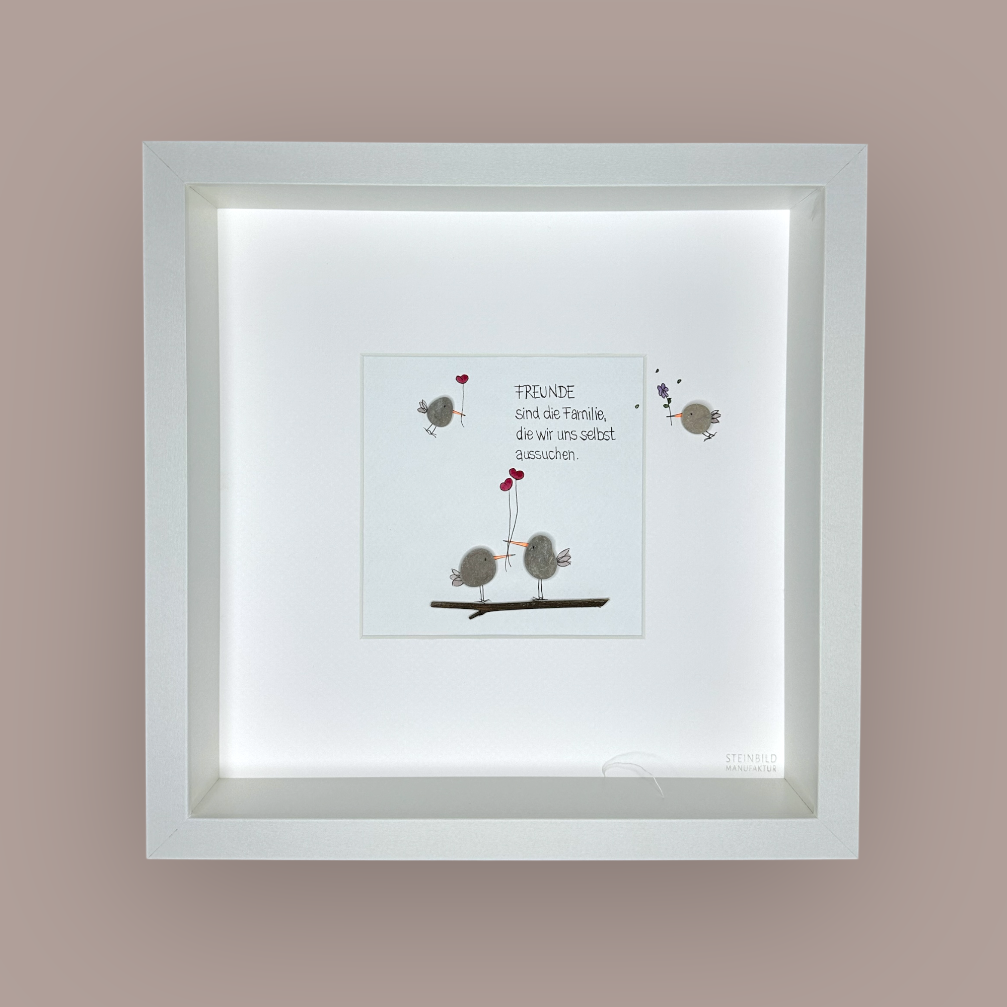 Steinbild ♥ FREUNDE sind die Familie ... ♥ Spatzenbande