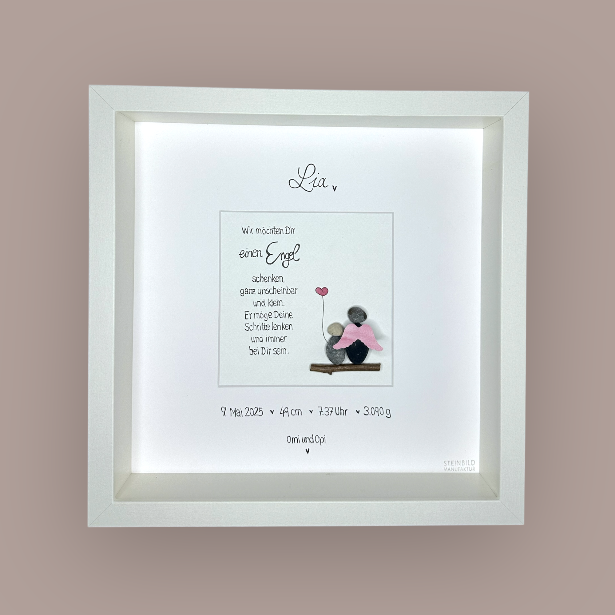 Steinbild ♥ Wir möchten Dir einen Engel schenken ♥ Geburt ♥ Taufe