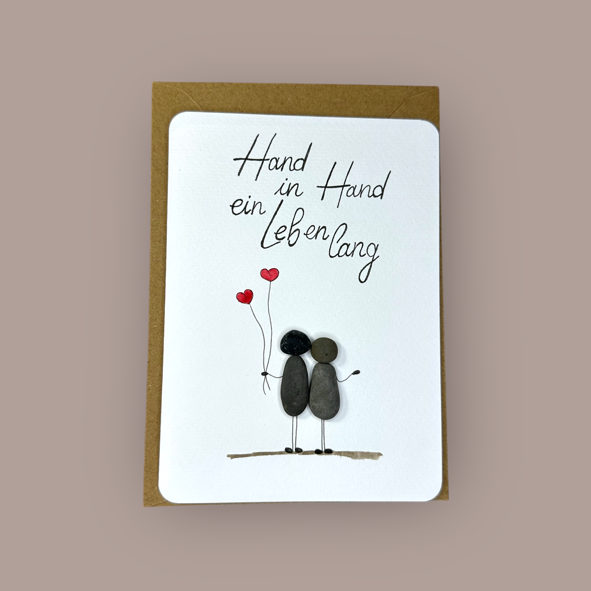 ♥ Kieselkärtchen ♥ Karte mit Rahmen ♥ 13 x 18 cm ♥ Hochzeit