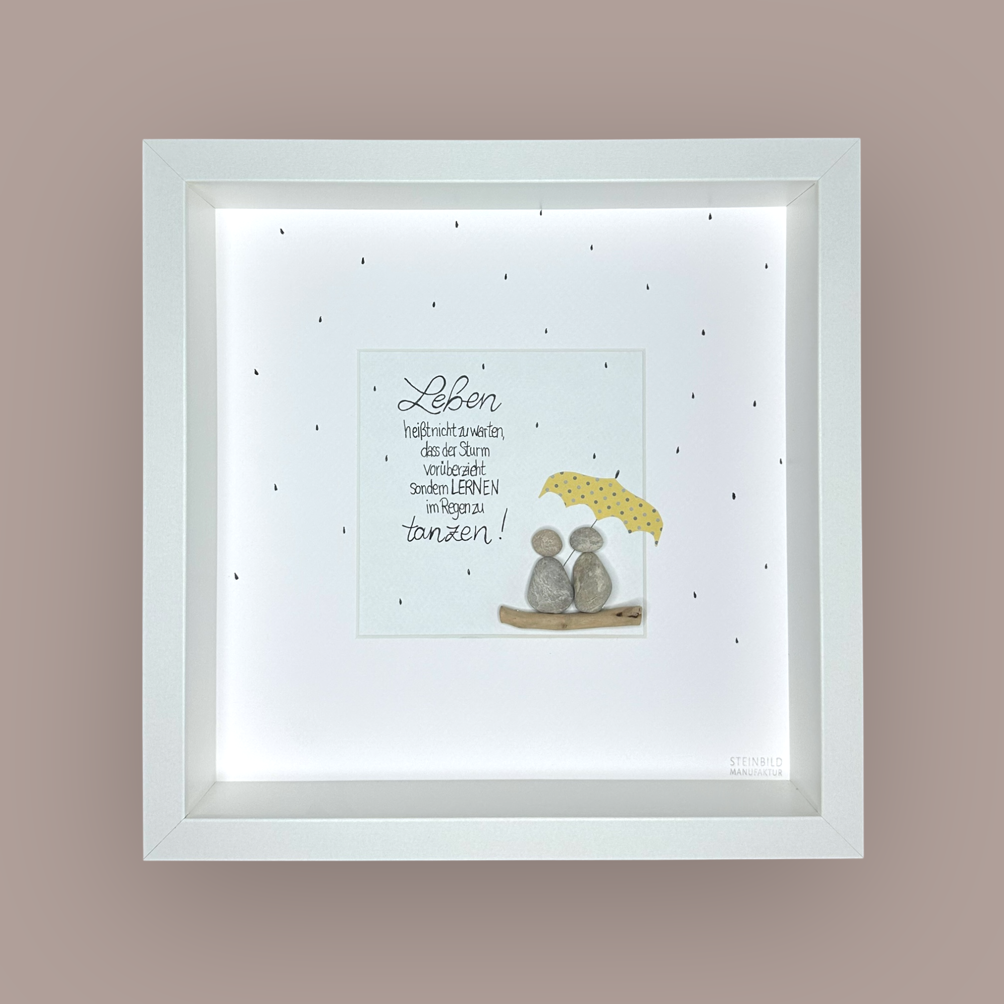 Steinbild ♥ Leben heißt nicht zu warten, dass der Sturm... ♥ Paar mit Schirm