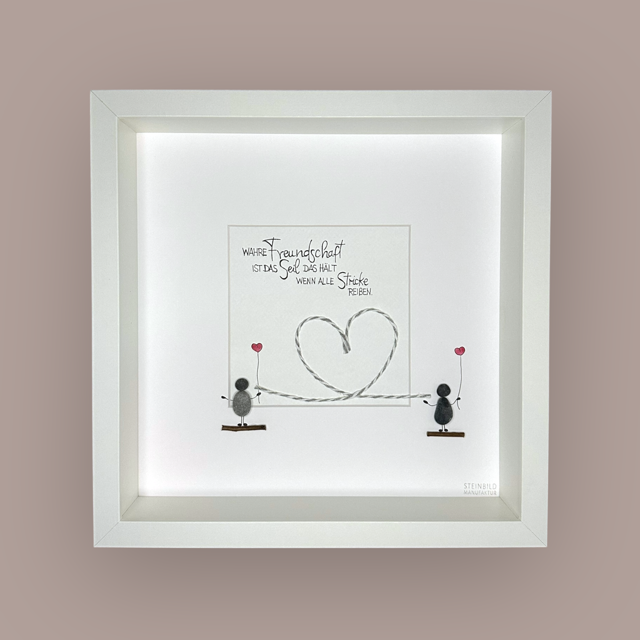 Steinbild ♥ Wahre Freundschaft ist das Seil ... ♥ Kordelherz