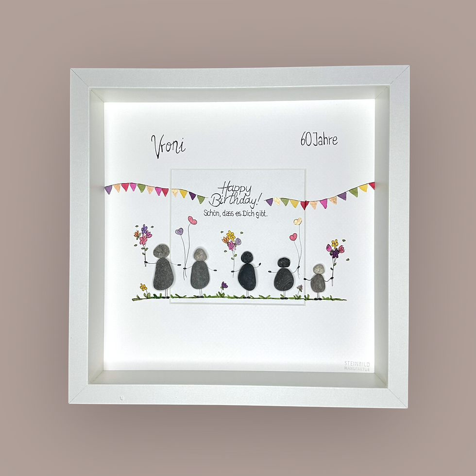 Miniaturbild: Steinbild ♥ Happy Birthday ♥ mit Zahl ♥ Girlande ♥ Geburtstag