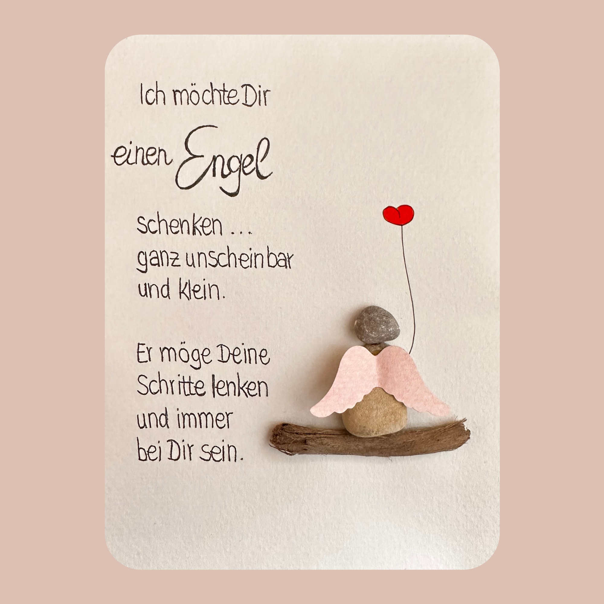 Karte - Schutzengel - rosa - in Folie - ohne Personalisierung