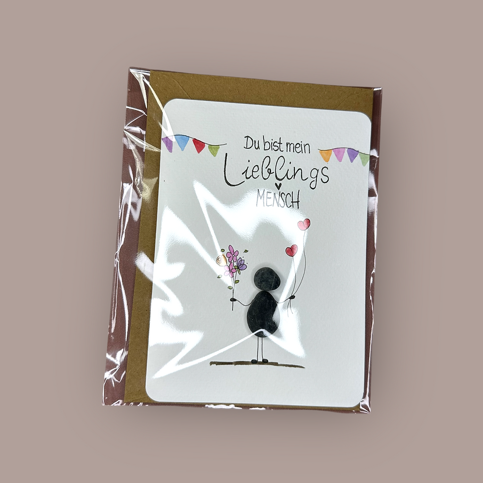 Miniaturbild: ♥ Kieselkärtchen ♥ Karte mit Rahmen ♥ 13 x 18 cm ♥ Lieblingsmensch