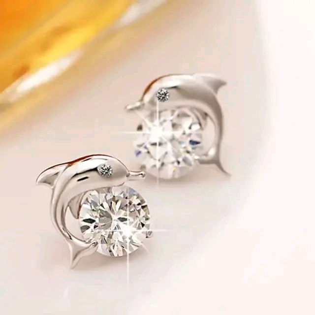 Thumbnail: Dolphins Zircon Earrings