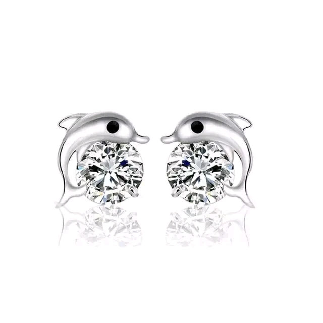 Thumbnail: Dolphins Zircon Earrings