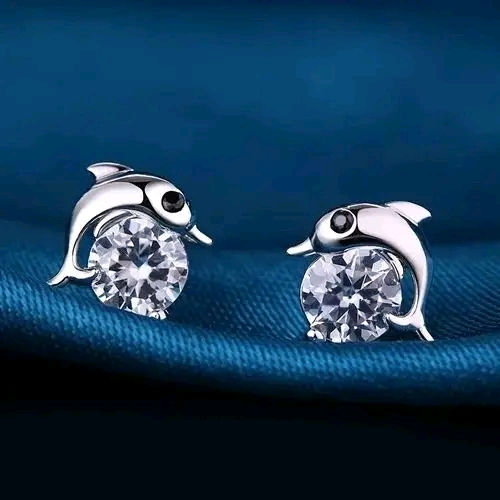 Thumbnail: Dolphins Zircon Earrings