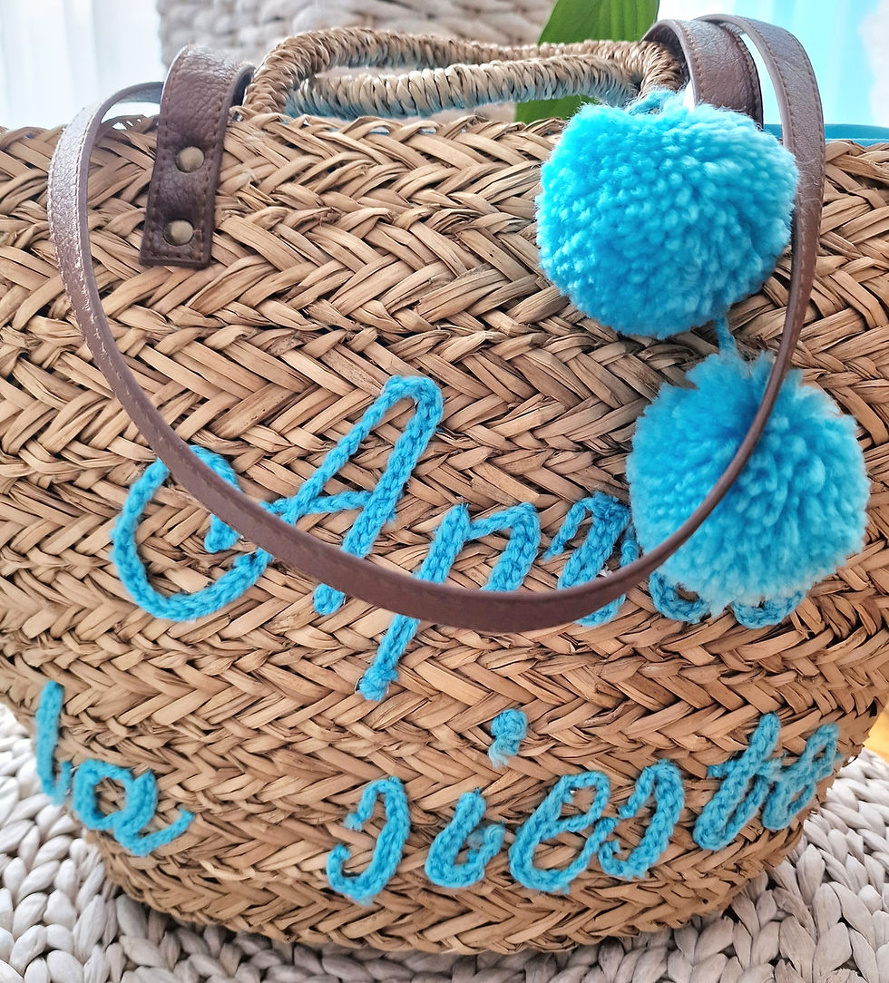 Miniatura: Panier en paille et laine