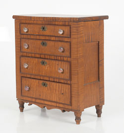 Miniature Pennsylvania Sheraton Tiger Maple Chest, Chester County