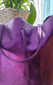 Miniature : Sac cabas en cuir véritable effet métallisé 