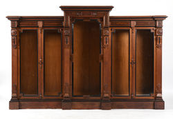 French Renaissance Revival Parcel Ebonized and Burl Walnut Bookcase