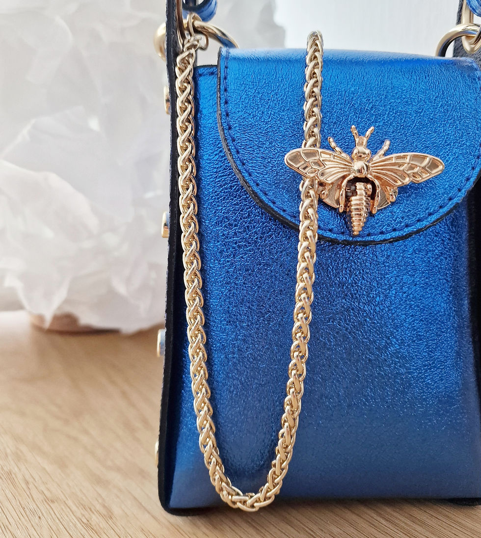 Miniatura: Sac en cuir véritable avec fermoir abeille 