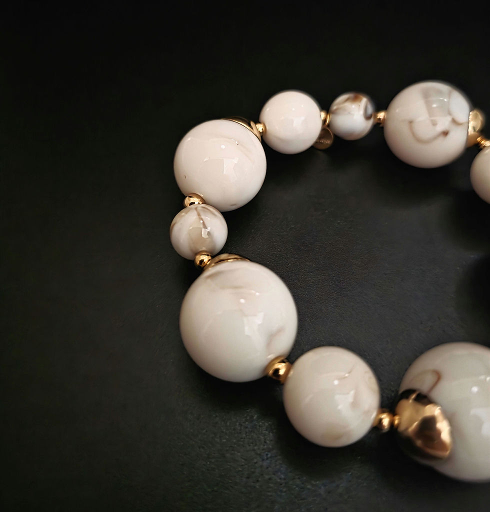 Miniature : Bracelet en acier inoxydable perles en résine