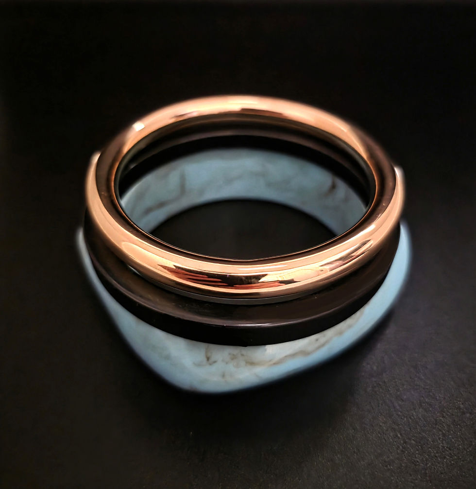 Miniatura: Set de bracelets joncs en résine et acier inoxydable 