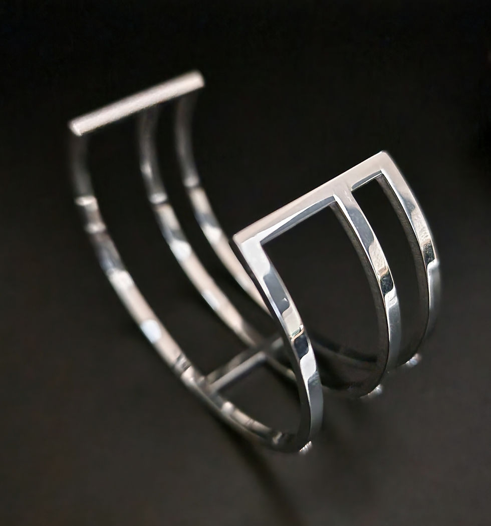 Miniature : Manchette en acier inoxydable et strass