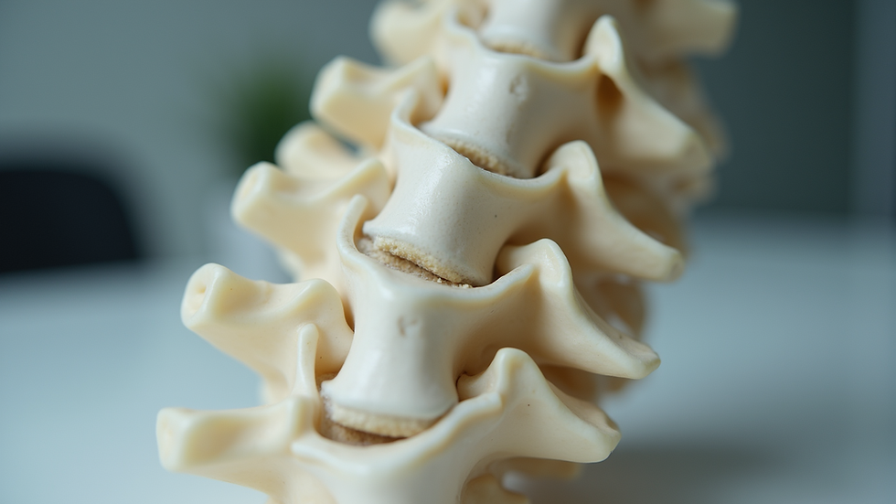 Close-up view of a spine model used in chiropractic education