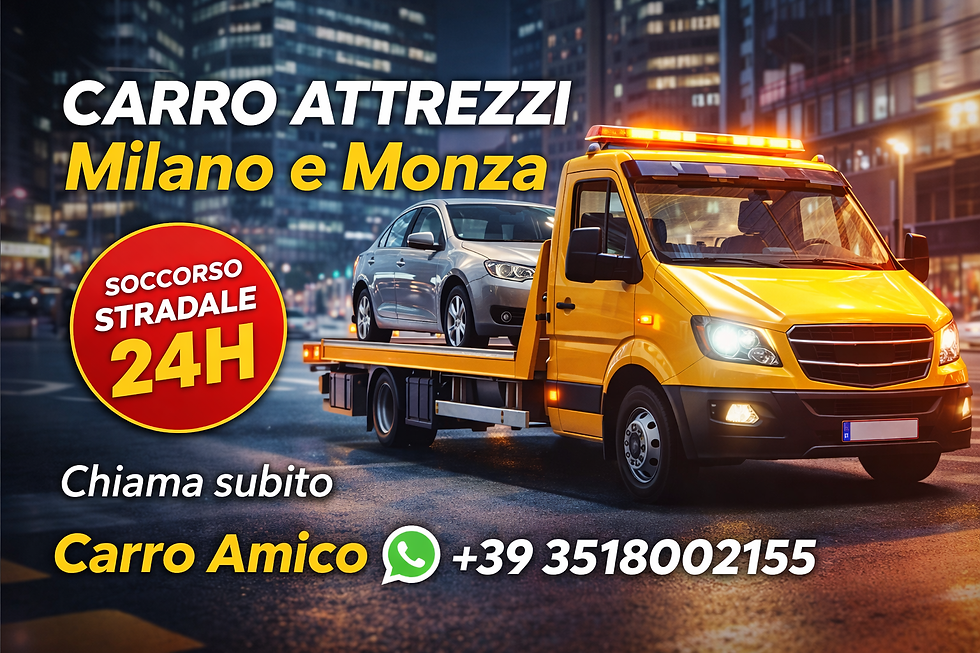carro attrezzi a Milano e Monza servizio soccorso stradale 24 ore recupero auto guasta Carro Amico