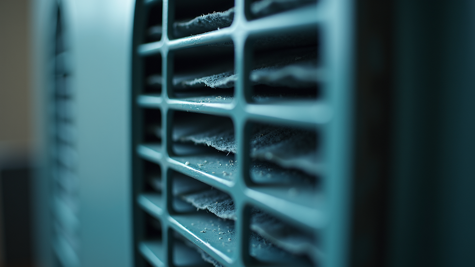 Close-up view of a high-efficiency air filter inside an HVAC system