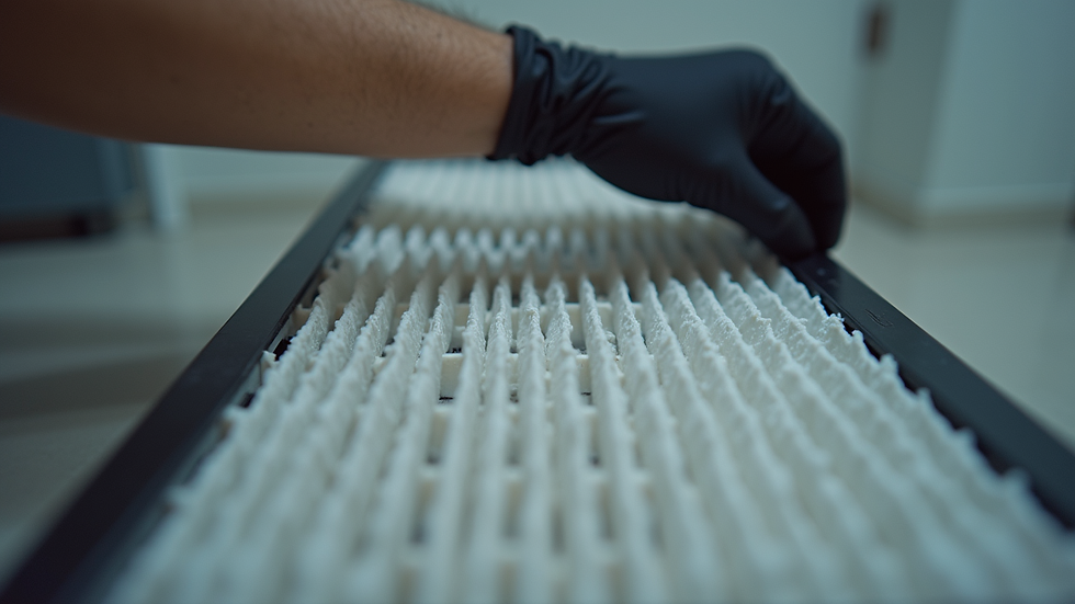 Close-up view of HVAC air filter being replaced