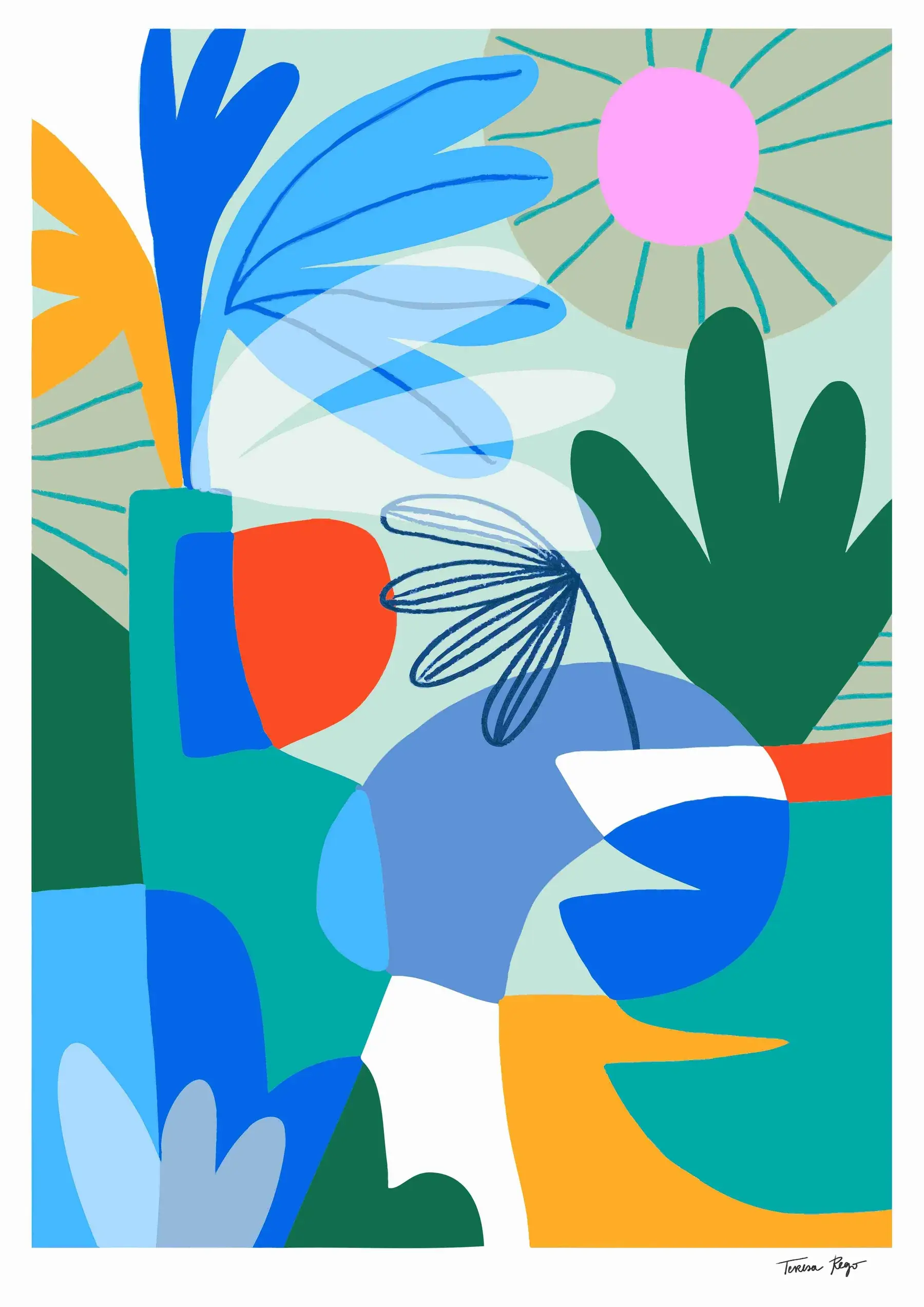 Ilustração A4- Flower Sun Print - Teresa Rego