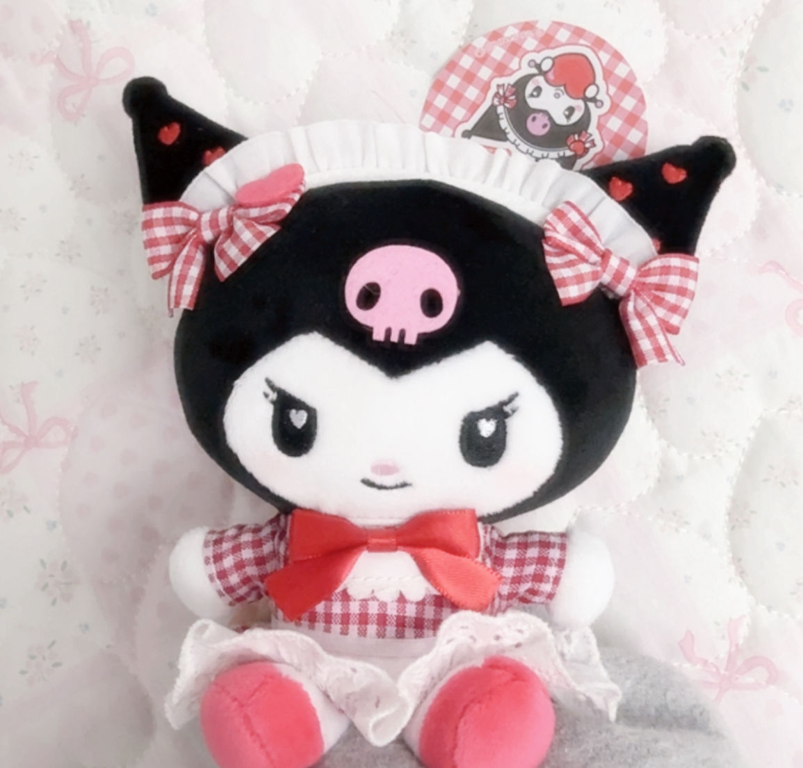 [現貨]Sanrio - Kuromi紅色格仔女僕毛絨公仔