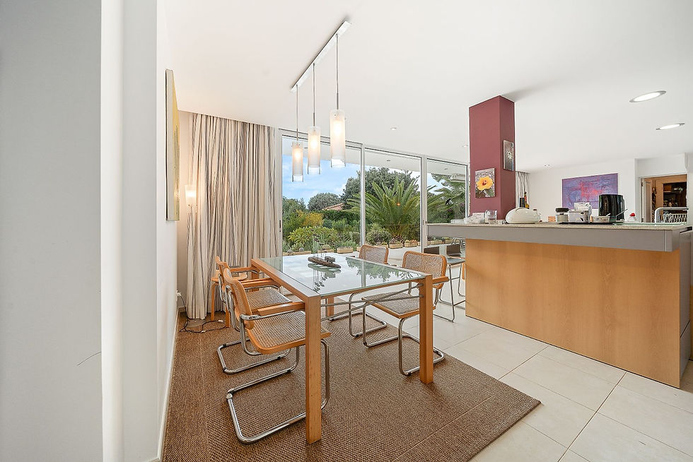 Terrace with dining table and countryside view, Costa de los Pinos villa
