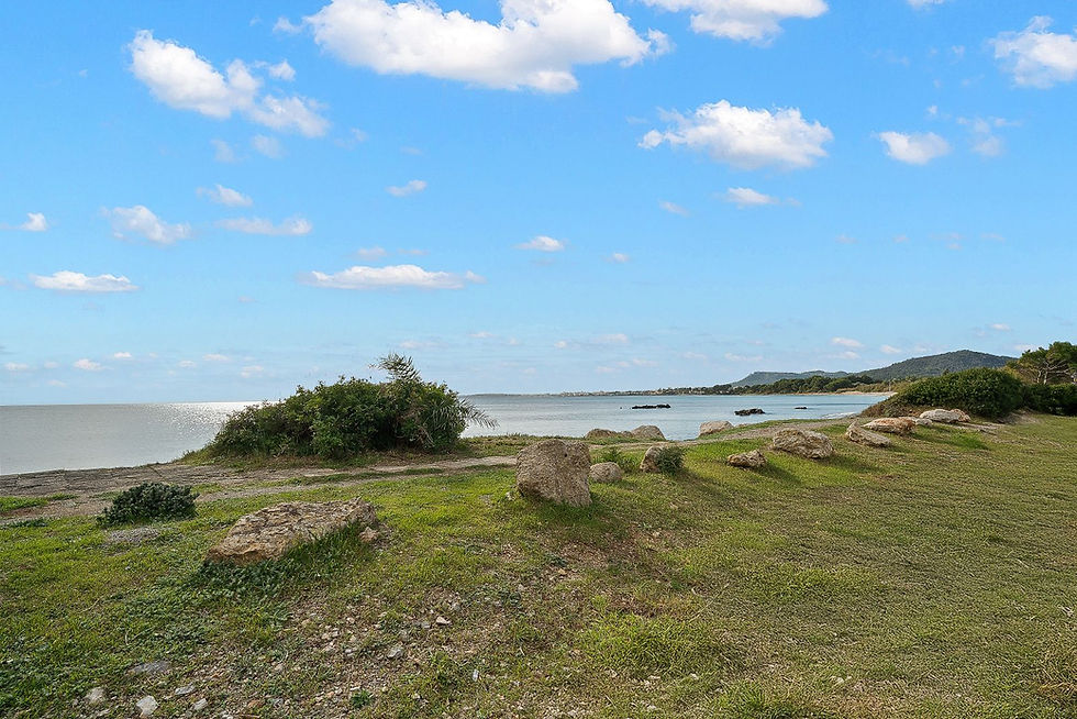 Coastal view with rocky outcrops and greenery, Costa de los Pinos