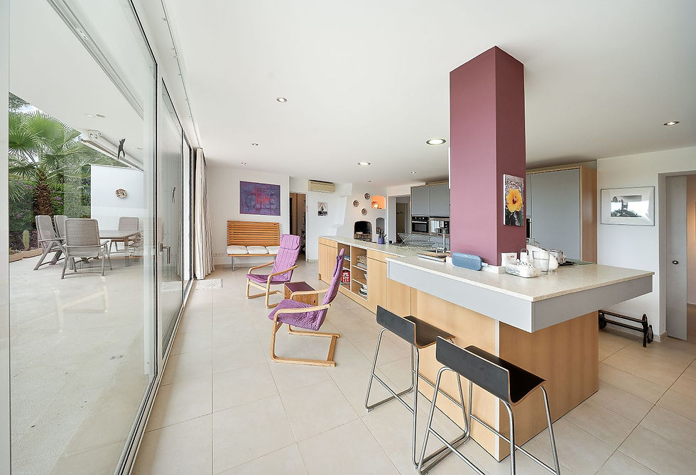 Bar area with wooden countertop, Costa de los Pinos villa