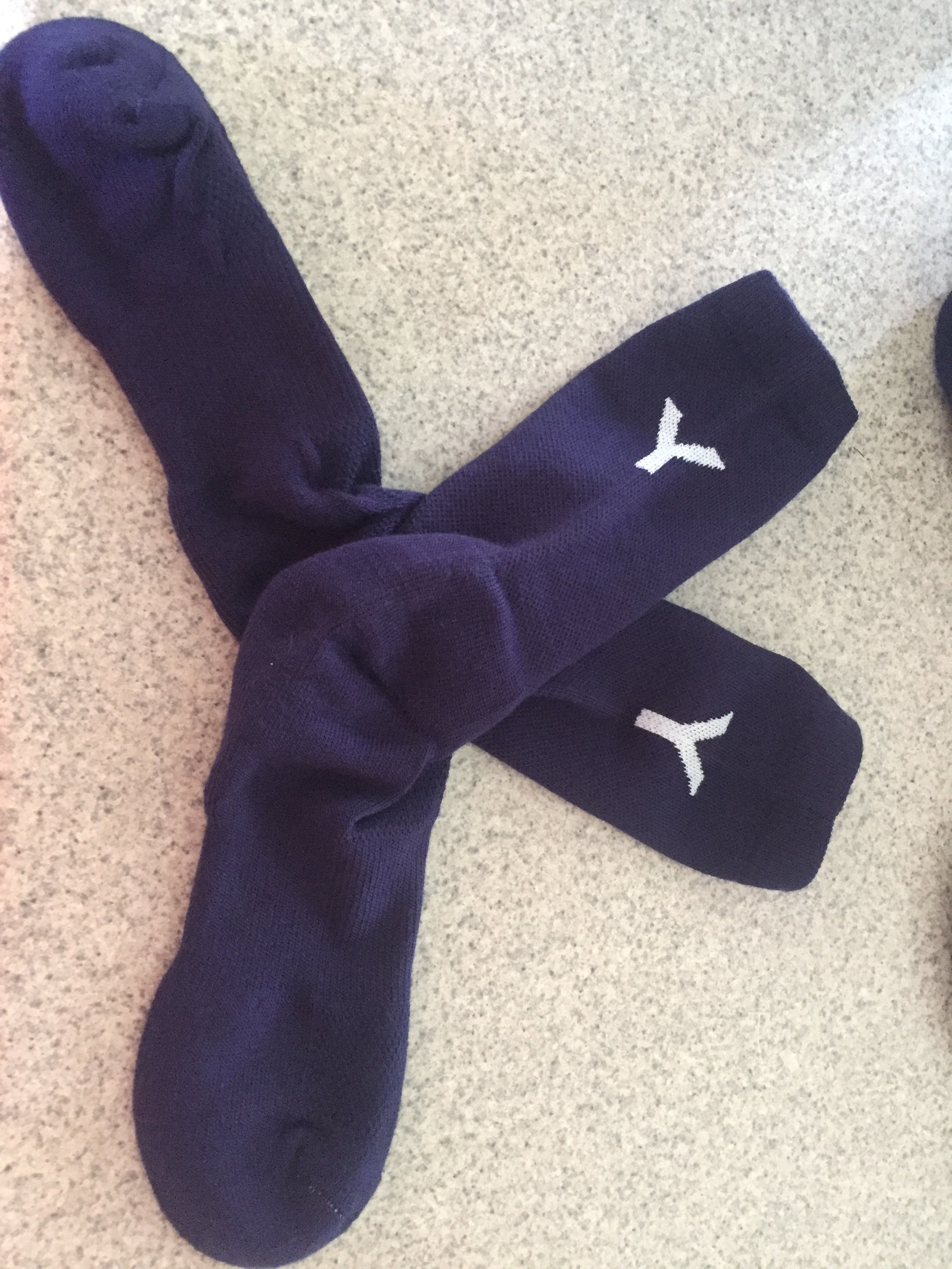 "Y" Navy Crew Socks