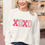 Thumbnail: White XOXO Glitter Print Round Neck Casual Sweater