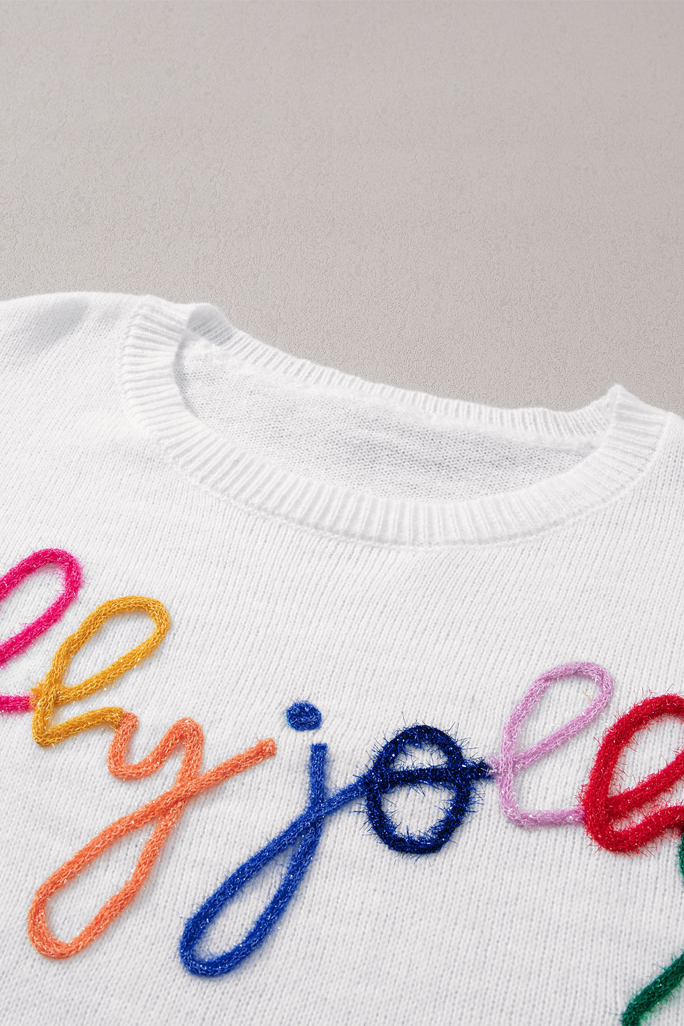 Thumbnail: White Holly Jolly Round Neck Casual Sweater